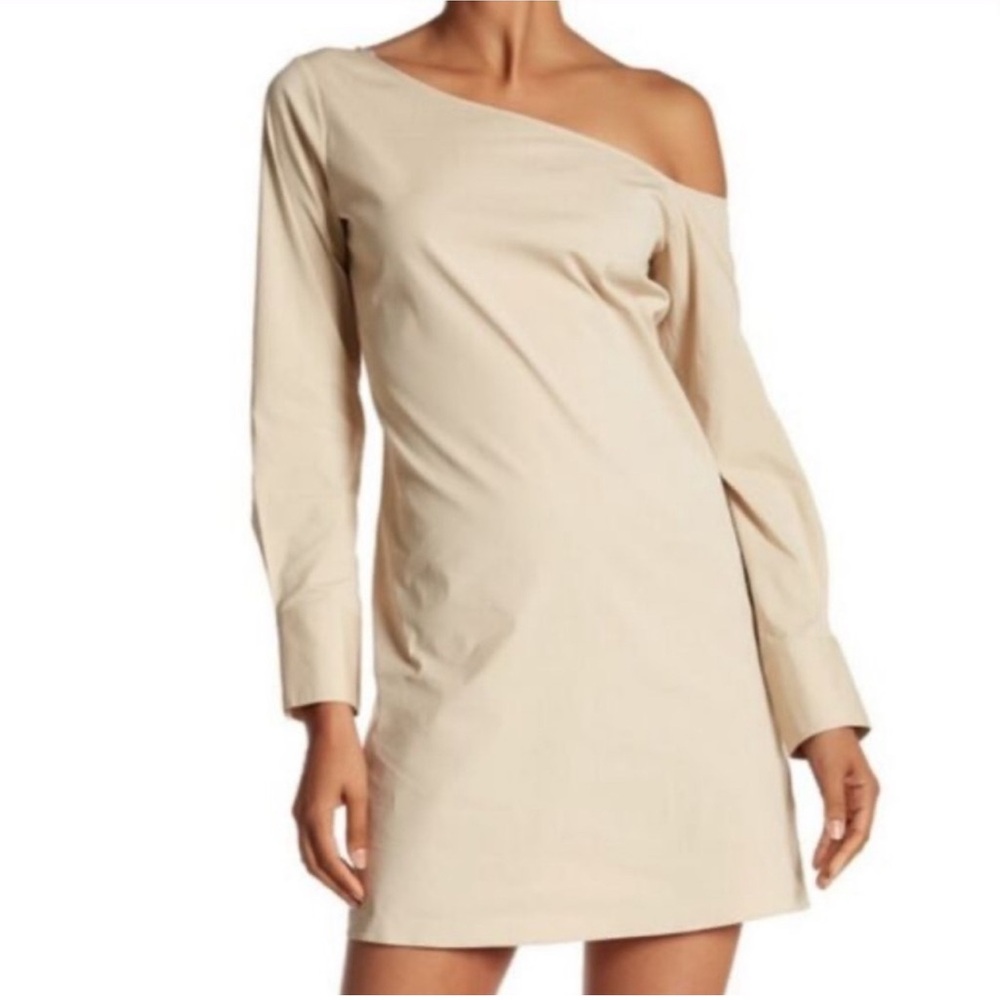 NWT - Theory “Ulrika B” Dress Classic Off The Shoulder in Khaki - Size 6